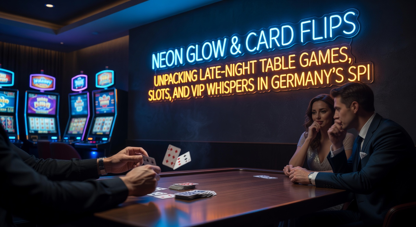 Slot-Automaten mit grellen Neonlichtern und drehenden Walzen in einer belebten Spielbankhalle um Mitternacht