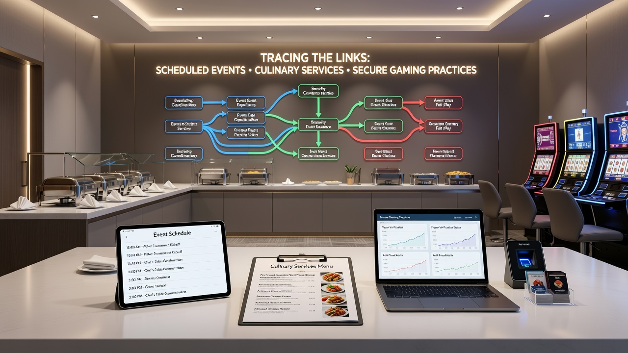 Gastronomie- und Sicherheitszonen in einem Casino während eines Events